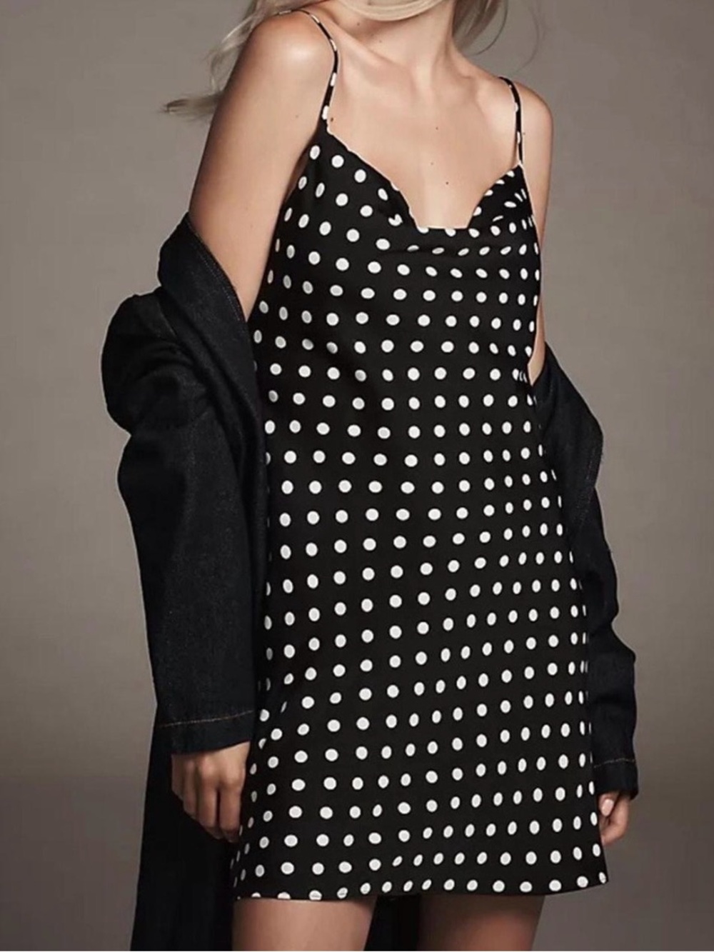 Anthropologie Black and White Polka Dot Mini Dress